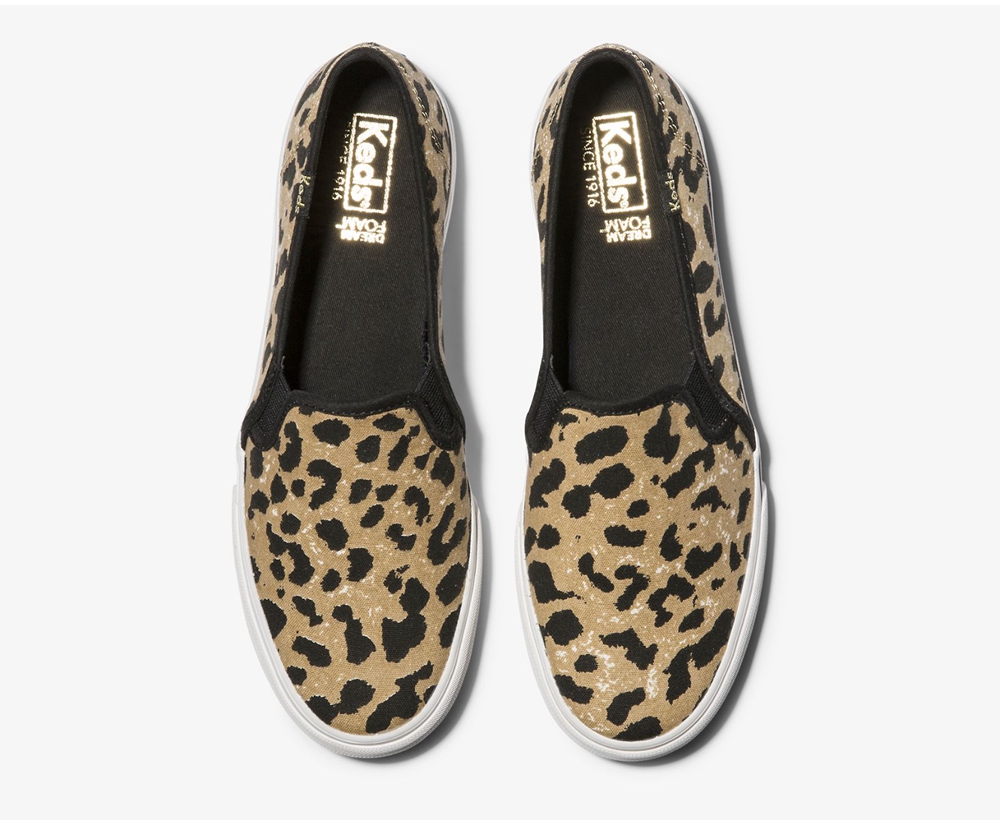 Slip Ons Keds Mujer Marrom - Double Decker Leopard - 0286-RYVQT